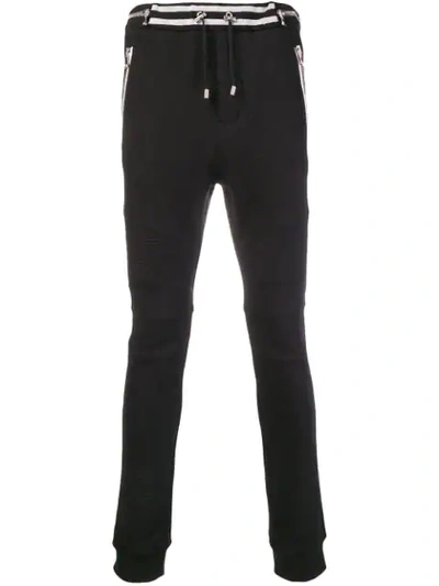 Shop Balmain Zip-detail Biker Track Pants In Black