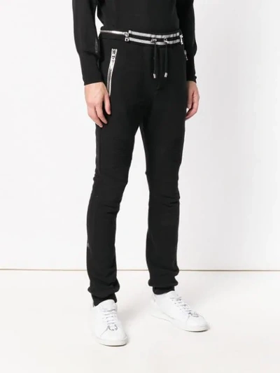 Shop Balmain Zip-detail Biker Track Pants In Black