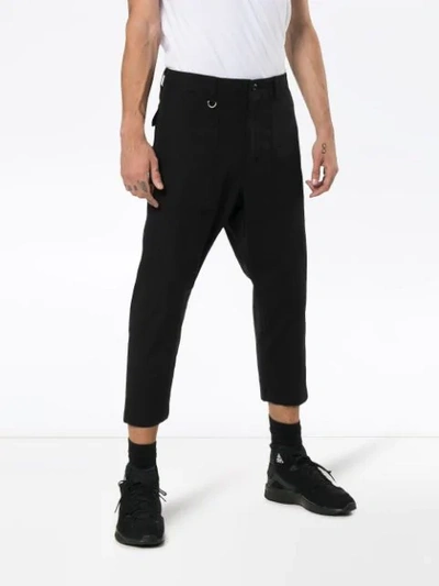 Shop Sophnet . Drop-crotch Cropped Trousers - Black