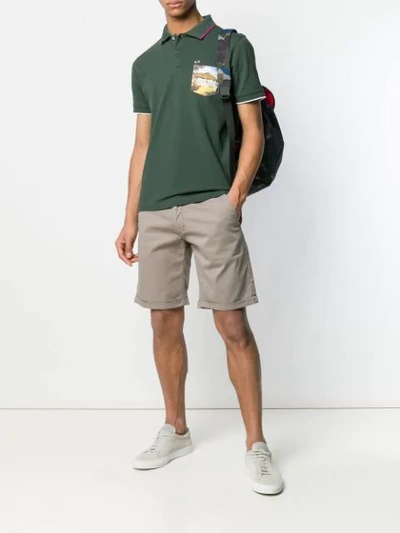 Shop Sun 68 Contrast Pocket Polo Shirt In Green