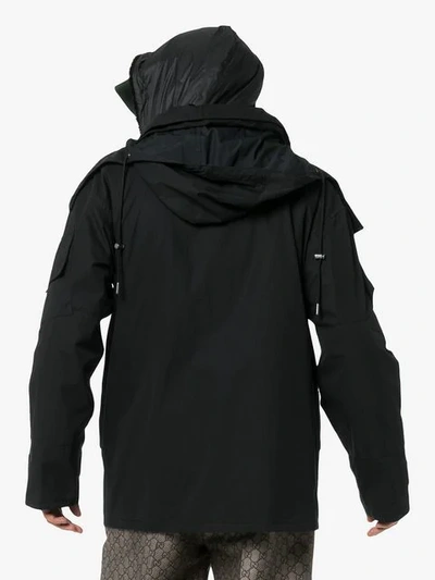 Shop Yves Salomon Bachette Shearling Lined Hooded Coat In Black