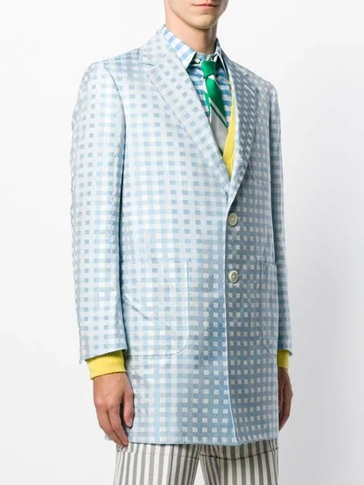 Shop Thom Browne Small Gingham Sack Overcoat In Blue