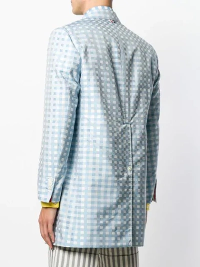 Shop Thom Browne Small Gingham Sack Overcoat In Blue