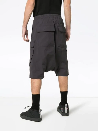 Shop Rick Owens Drawstring Drop Crotch Cotton Blend Cargo Shorts In Grey