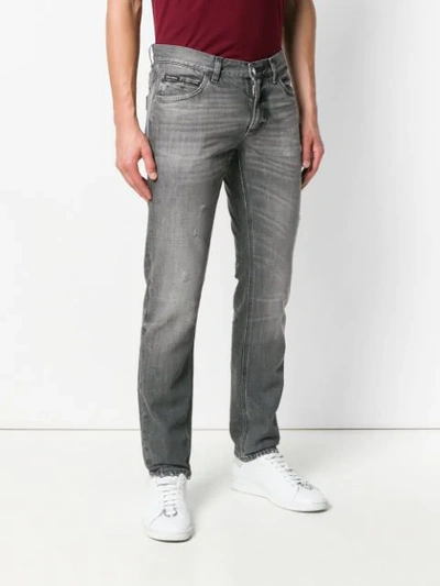 Shop Dolce & Gabbana Distressed Straight Jeans - Grey