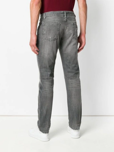 Shop Dolce & Gabbana Distressed Straight Jeans - Grey