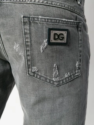 Shop Dolce & Gabbana Distressed Straight Jeans - Grey