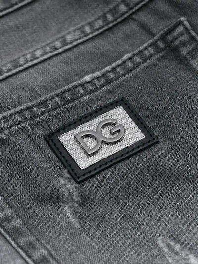 Shop Dolce & Gabbana Distressed Straight Jeans - Grey