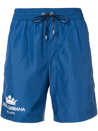 Shop Dolce & Gabbana Logo Swimming Shorts In Blue