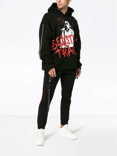 Shop Faith Connexion Graffiti Cotton Hoodie In Black