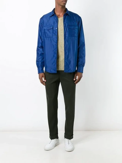 Shop Aspesi Pointed Collar Windbreaker In Blue