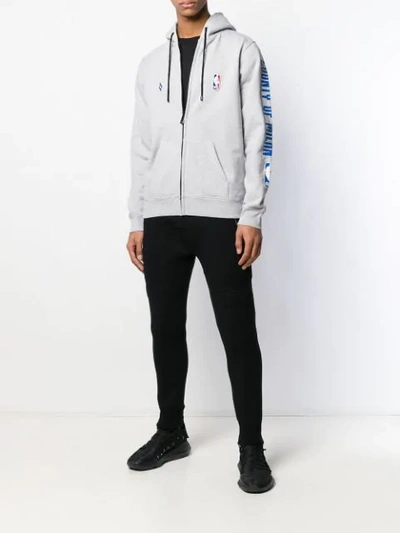 Shop Marcelo Burlon County Of Milan Zip Front Logo Hoodie In Grey