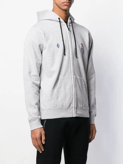 Shop Marcelo Burlon County Of Milan Zip Front Logo Hoodie In Grey