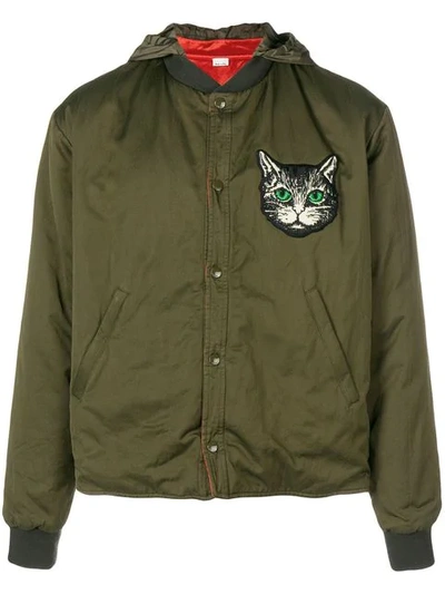 Shop Gucci Cat-embroidered Bomber Jacket - Green