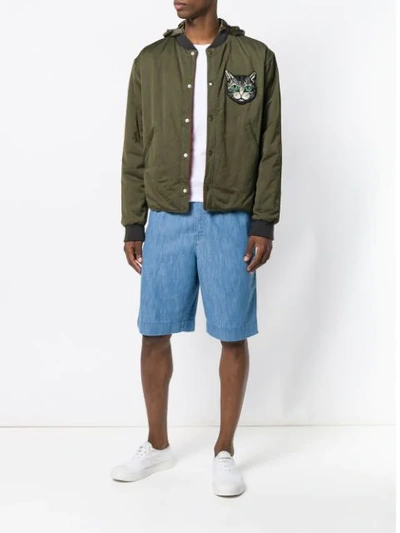 Shop Gucci Cat-embroidered Bomber Jacket - Green
