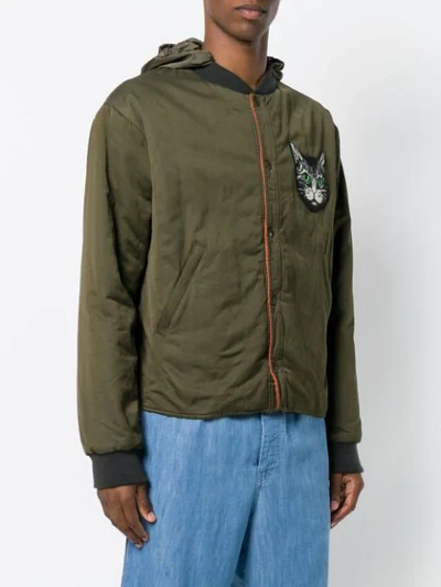 Shop Gucci Cat-embroidered Bomber Jacket - Green