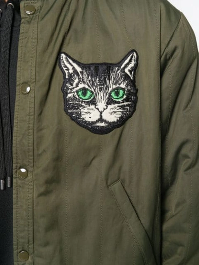 Shop Gucci Cat-embroidered Bomber Jacket - Green