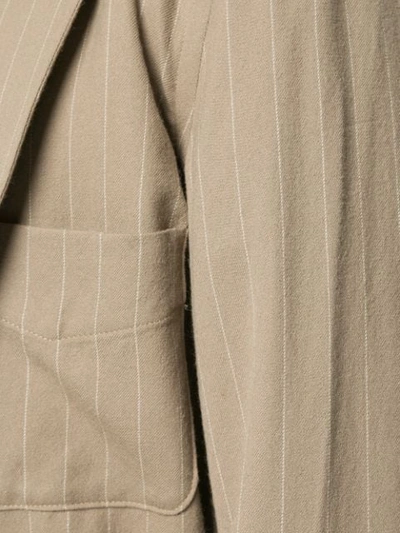 Takahiromiyashita The Soloist Stripe Print Belted Coat In Neutrals