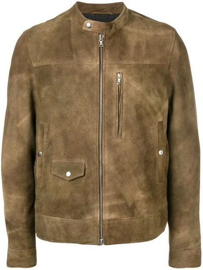 Shop Mauro Grifoni Brushed Leather Jacket - Brown