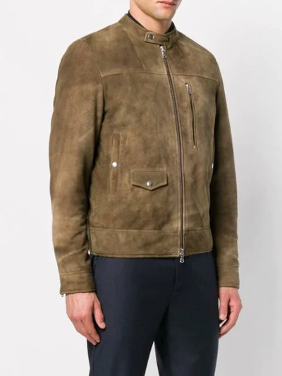 Shop Mauro Grifoni Brushed Leather Jacket - Brown