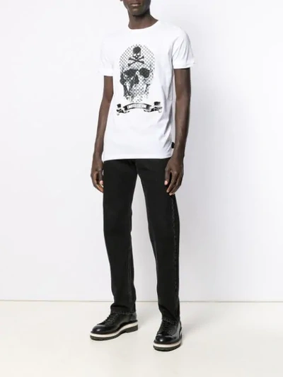Shop Philipp Plein Detailed Skull Print T-shirt In White