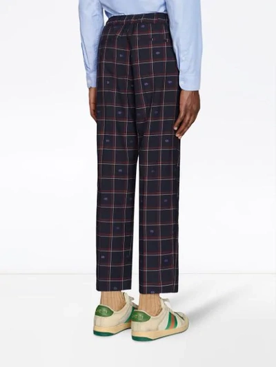 Shop Gucci Gg Check Jogging Trousers. In Blue