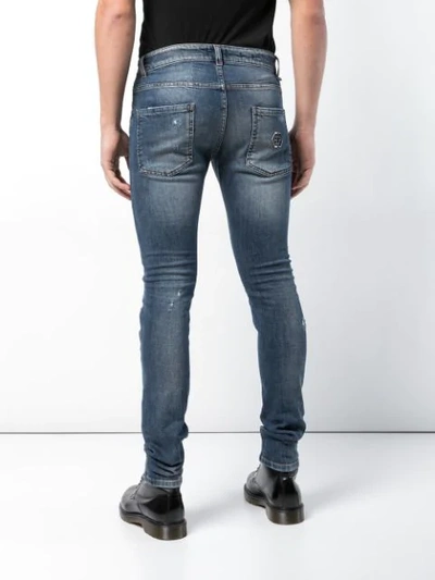 Shop Philipp Plein Ripped Skinny Jeans In Blue