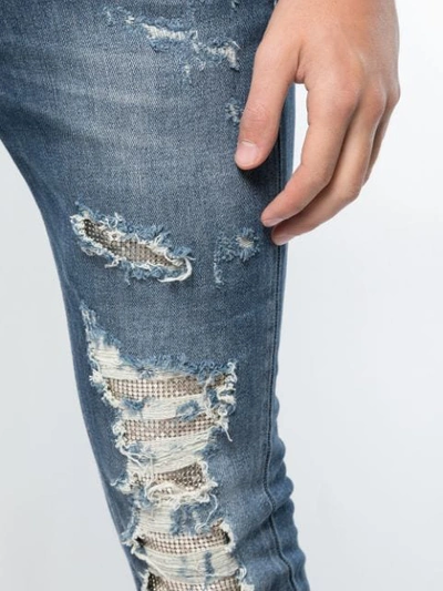 Shop Philipp Plein Ripped Skinny Jeans In Blue