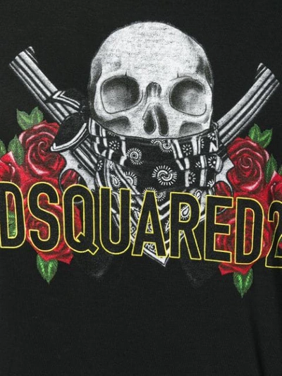 Shop Dsquared2 Skull And Rose Logo Print T-shirt In Black
