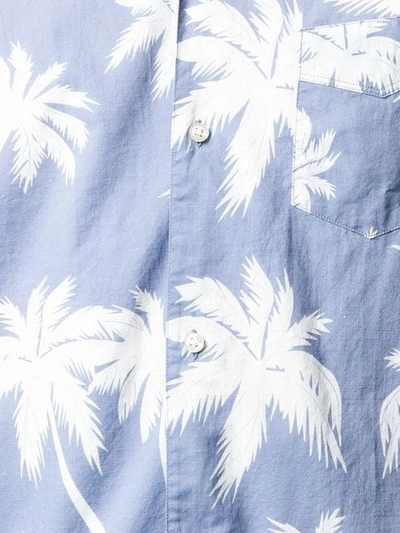 Shop Officine Generale Palm Tree Print Shirt In Blue