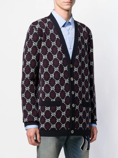 Shop Gucci Gg Motif Cardigan In Blue