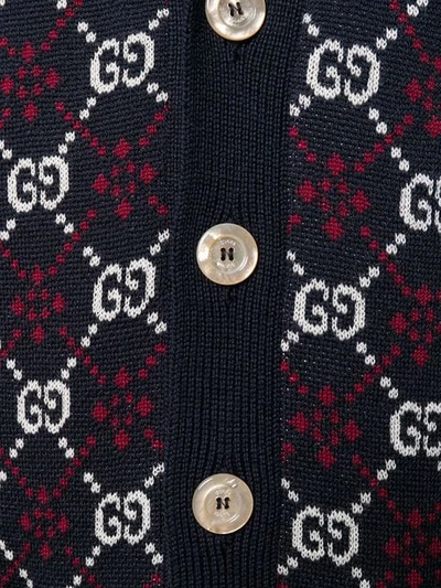 Shop Gucci Gg Motif Cardigan In Blue