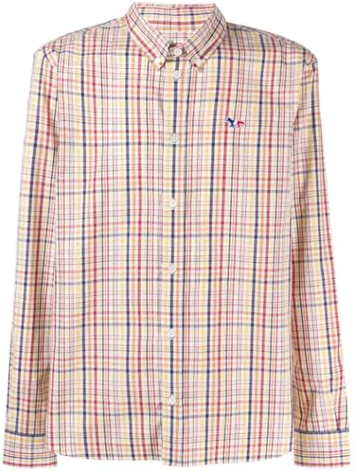 Shop Maison Kitsuné Logo Check Print Shirt In Red