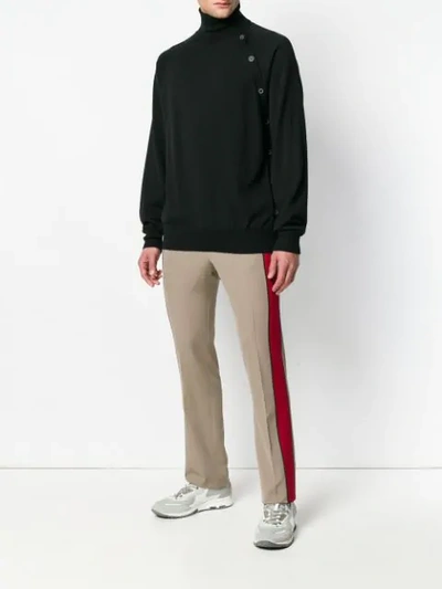 Shop Lanvin Side Stripe Straight Trousers In Neutrals
