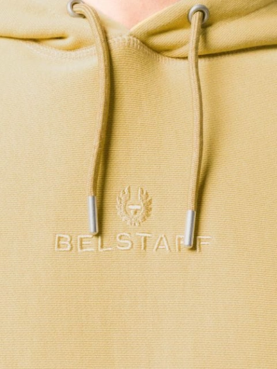 Shop Belstaff Logo Embroidered Hoodie In Yellow