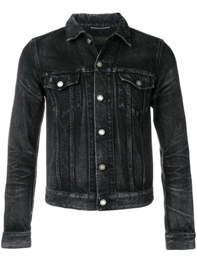 Shop Saint Laurent Fitted Denim Jacket In Black