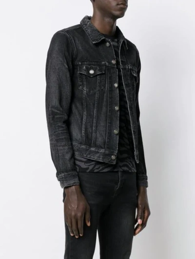 Shop Saint Laurent Fitted Denim Jacket In Black