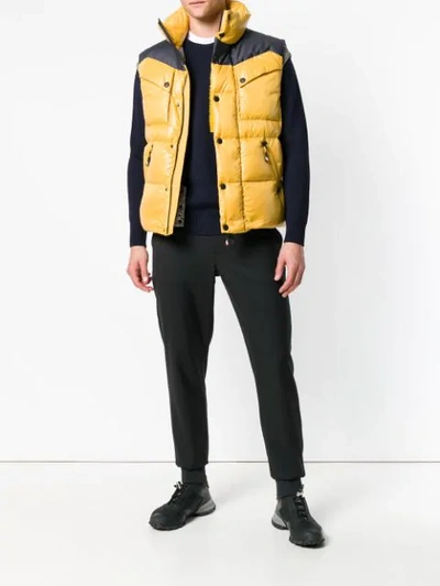 Shop Moncler Padded Gilet In 135 Yellow