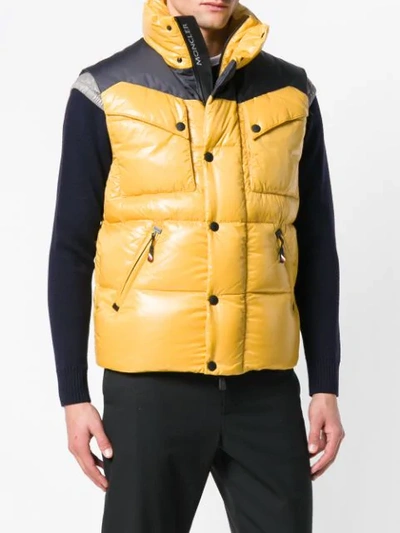 Shop Moncler Padded Gilet In 135 Yellow