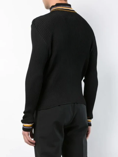 Shop Wales Bonner Striped Detail Jumper In Black