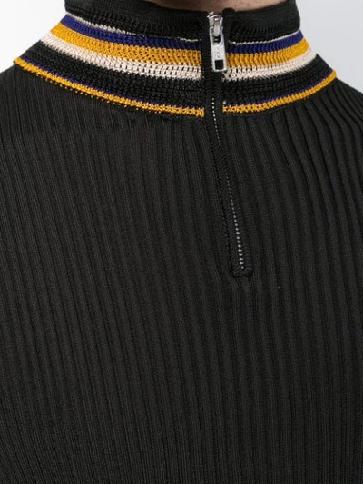 Shop Wales Bonner Striped Detail Jumper In Black
