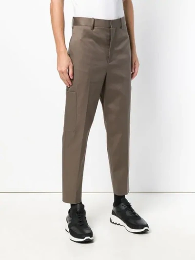 Shop Neil Barrett Cropped Tailored Trousers In Brown