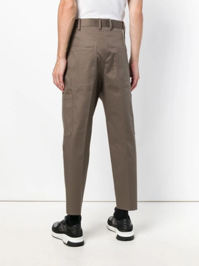 Shop Neil Barrett Cropped Tailored Trousers In Brown