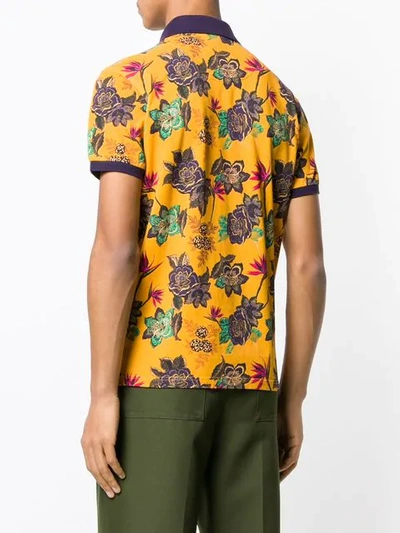 Shop Etro Floral Print Polo Shirt In Yellow