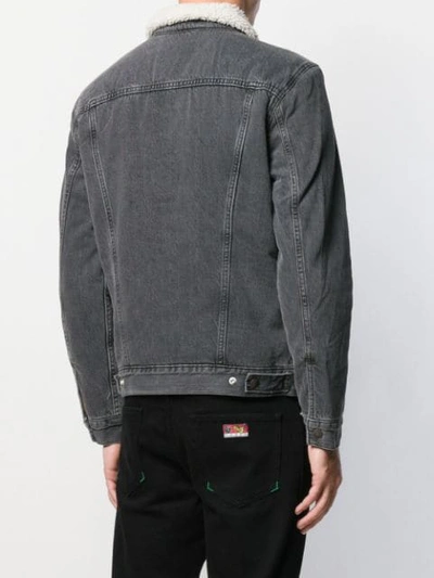 Shop Levi's Sherpa Lined Denim Jacket In Grey
