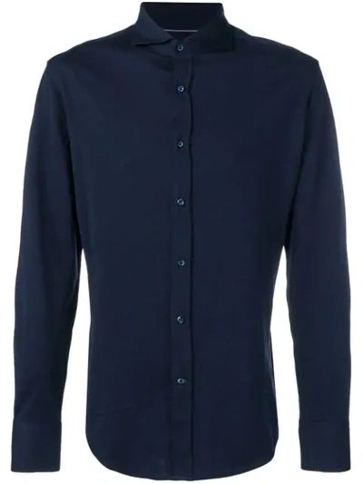Shop Brunello Cucinelli Buttoned Jersey Shirt In Blue