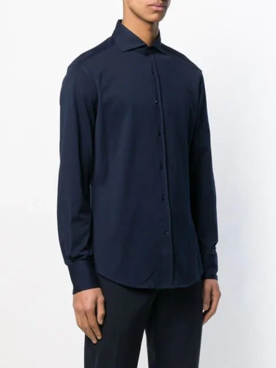 Shop Brunello Cucinelli Buttoned Jersey Shirt In Blue