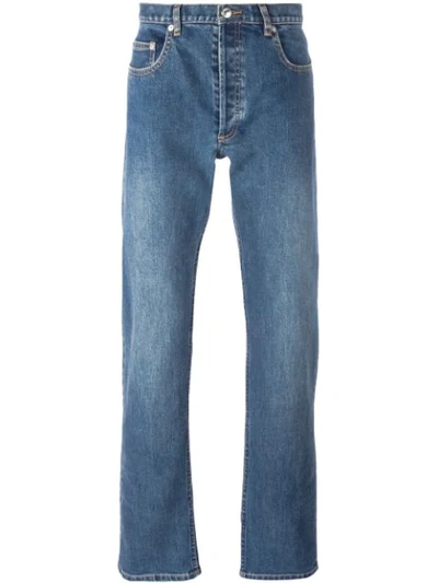 Shop Apc Washed Effect Jeans In Blue