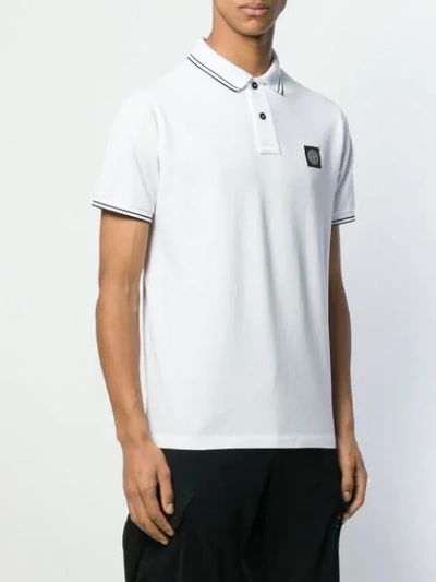 Shop Stone Island Logo Print Polo Shirt In White