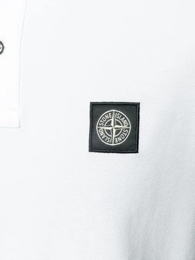 Shop Stone Island Logo Print Polo Shirt In White